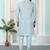 Grey art silk straight kurta for men