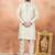 Beige art silk straight kurta for men