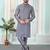 Grey art silk straight kurta for men