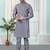 Grey art silk straight kurta for men