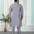 Grey art silk straight kurta for men