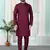 Maroon art silk straight kurta for men