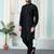 Black art silk straight kurta for men