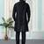 Black art silk straight kurta for men