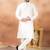 Cream art silk straight kurta for men