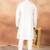 Cream art silk straight kurta for men