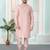 Pink art silk straight kurta for men