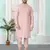 Pink art silk straight kurta for men