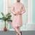 Pink art silk straight kurta for men