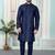 Blue art silk straight kurta for men