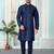 Blue art silk straight kurta for men