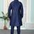 Blue art silk straight kurta for men