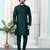 Green art silk straight kurta for men