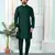 Green art silk straight kurta for men