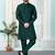 Green art silk straight kurta for men