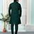 Green art silk straight kurta for men