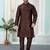 Brown art silk straight kurta for men