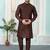 Brown art silk straight kurta for men