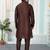 Brown art silk straight kurta for men
