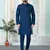 Blue art silk straight kurta for men