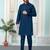 Blue art silk straight kurta for men