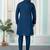 Blue art silk straight kurta for men