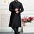 Black art silk straight kurta for men
