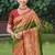Mehendi new exclusive banarasi silk saree with unstitched blouse piece