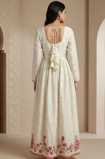 Off white vichitra  silk   party wear embroidery  suit set