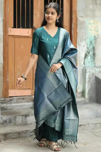 Women's art silk woven motiff kurta pant with dupatta set