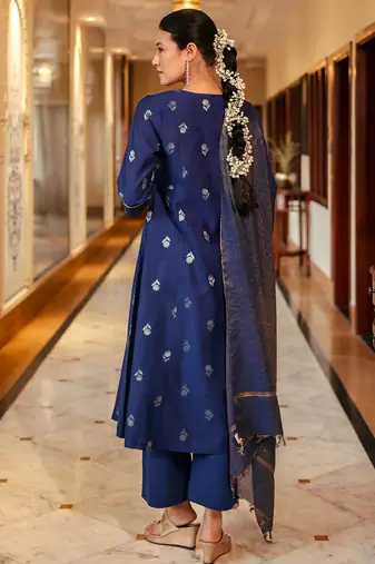 Women's art silk woven motiff kurta pant with dupatta set