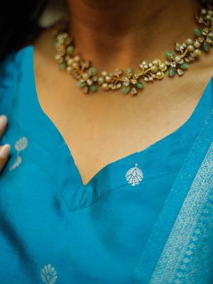 Women's art silk woven motiff kurta pant with dupatta set 4
