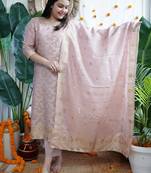 Women's art silk woven motiff kurta pant with dupatta set