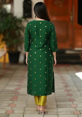 Women's art silk woven motiff kurta pant with dupatta set 3