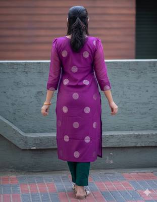 Women's art silk woven motiff kurta pant with dupatta set 3