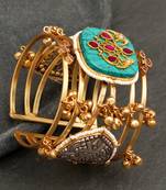 Gold plated blue stones bangle