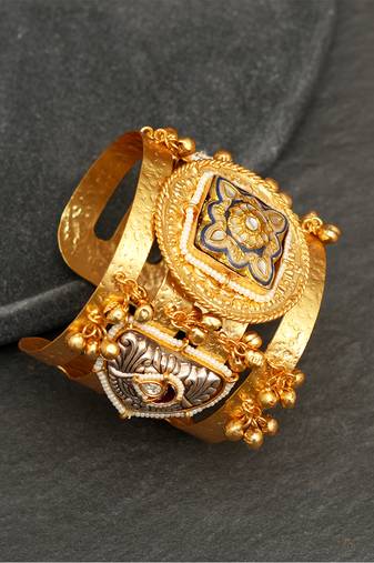 Gold Plated Kundan Polki Bangle