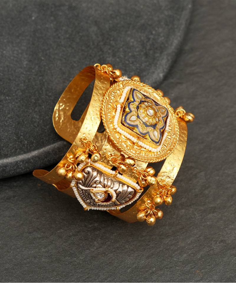 Gold Plated Kundan Polki Bangle