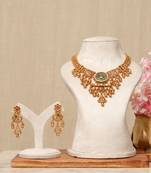 Gold plated multicolor stones necklace set
