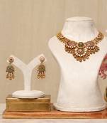 Gold plated kundan multicolor stones necklace set