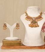 Gold plated kundan multicolor stones necklace set