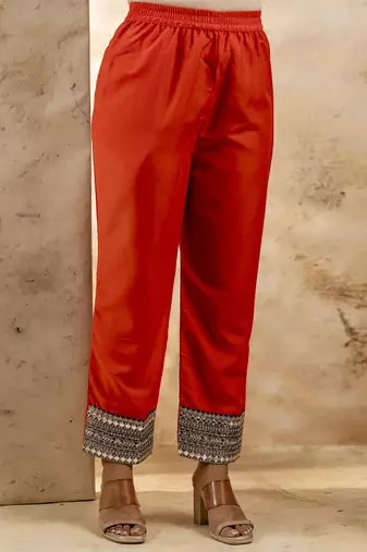 Women's embroidered silk blend kurta pant sets with dupatta