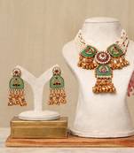 Gold plated kundan multicolor stones necklace set