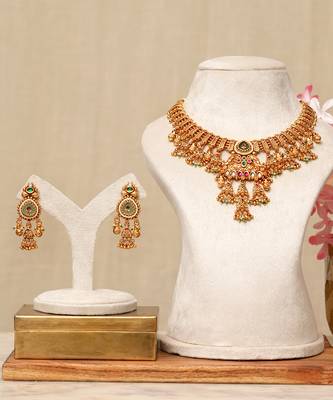 Gold plated multicolor stones necklace set 1