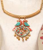 Gold plated kundan multicolor stones necklace set