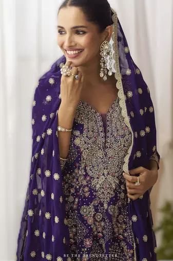 purple ready-to-wear heavy georgette embroidered salwar kameez with palazzo & dupatta elegant party wear