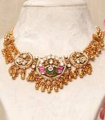 Gold plated kundan multicolor stones necklace set