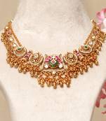 Gold plated kundan multicolor stones necklace set