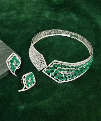 Zircon green stones necklace set 1
