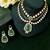 Gold plated kundan green stones necklace set